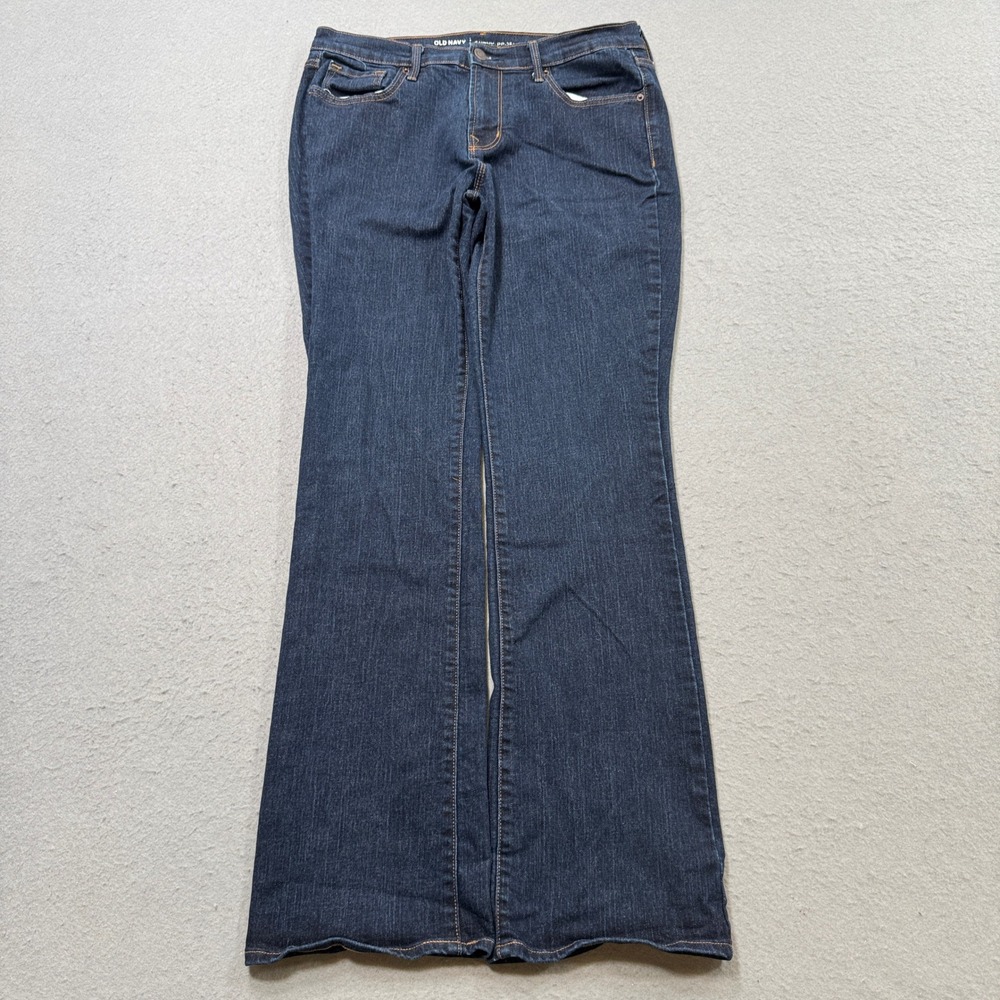 Old Navy Flare Jeans Women's 8 Blue Dark Wash Curvy Profile Mid-Rise Fit Stretch